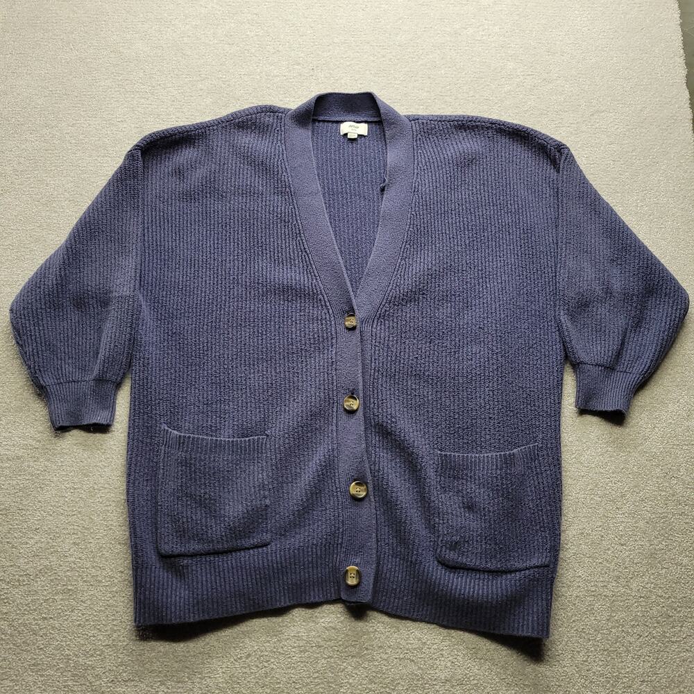 Aerie Womens XL Blue Chunky Knit Button Front Cardigan Sweater Oversized
